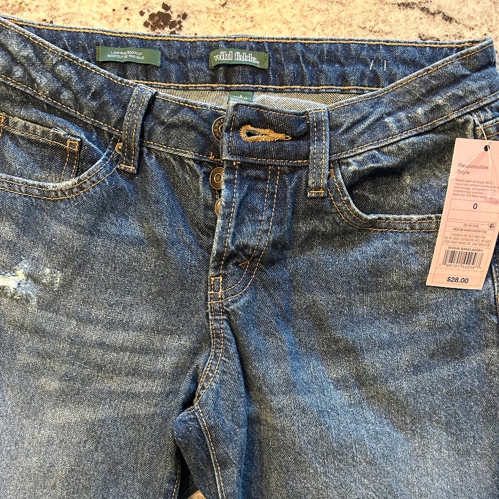 size 0 - Low Rise Bootcut Jeans – Wild Fable, Size 10 Medium Wash, Button Fly